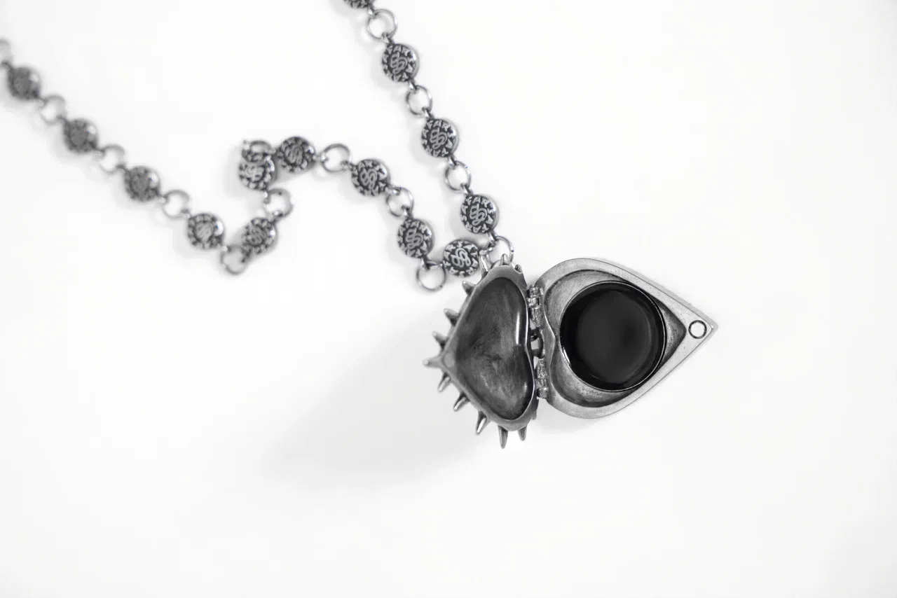 Guarded Heart Locket Necklace, open locket