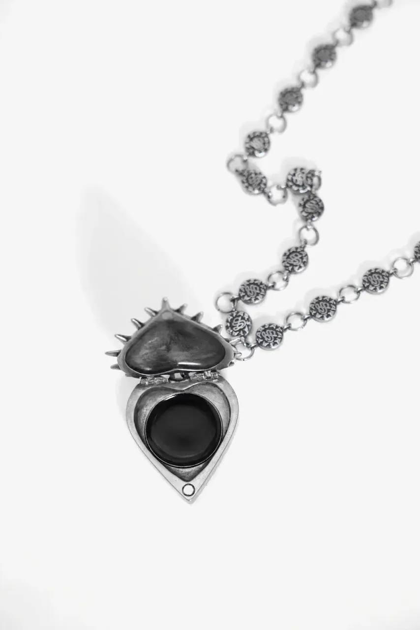 Guarded Heart Locket Necklace, open locket